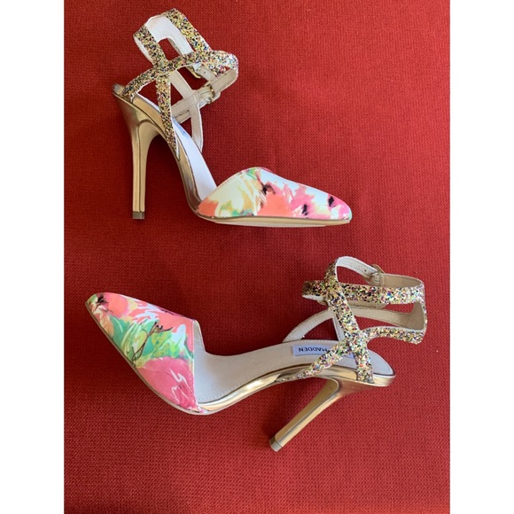 Steve Madden floral print pointy toe glitter strappy heels, New, 7.5 - Picture 10 of 13